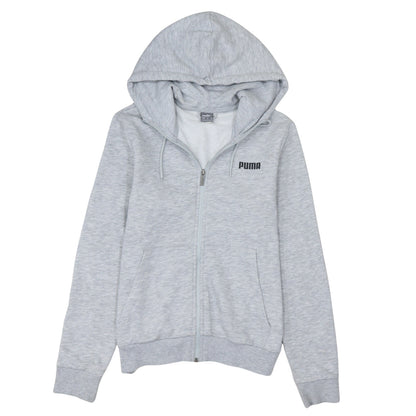 Puma Women Grey Full Zip Hoodie UK 14 Cotton Blend Casual Sportswear