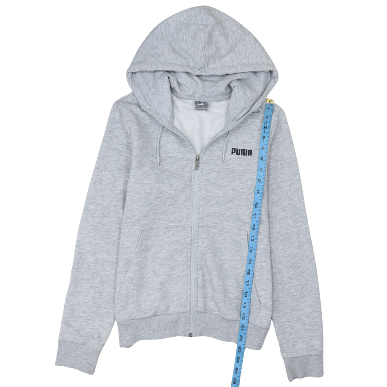 Puma Women Grey Full Zip Hoodie UK 14 Cotton Blend Casual Sportswear