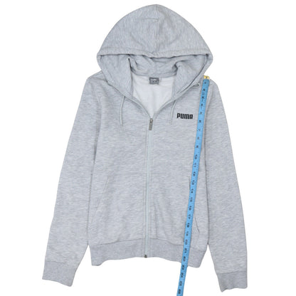 Puma Women Grey Full Zip Hoodie UK 14 Cotton Blend Casual Sportswear