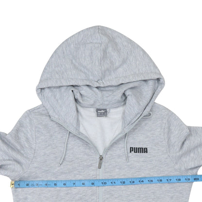 Puma Women Grey Full Zip Hoodie UK 14 Cotton Blend Casual Sportswear