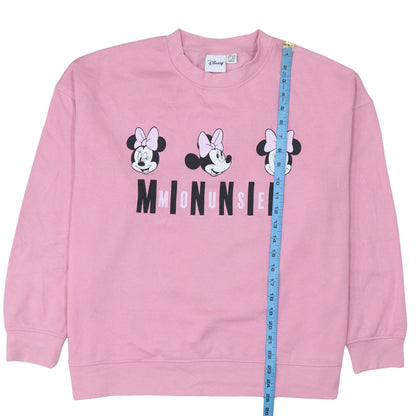 Disney Women Pink Minnie Mouse Sweatshirt Size L Pullover Crew Neck