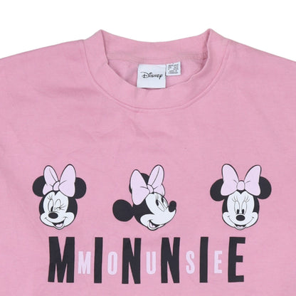 Disney Women Pink Minnie Mouse Sweatshirt Size L Pullover Crew Neck
