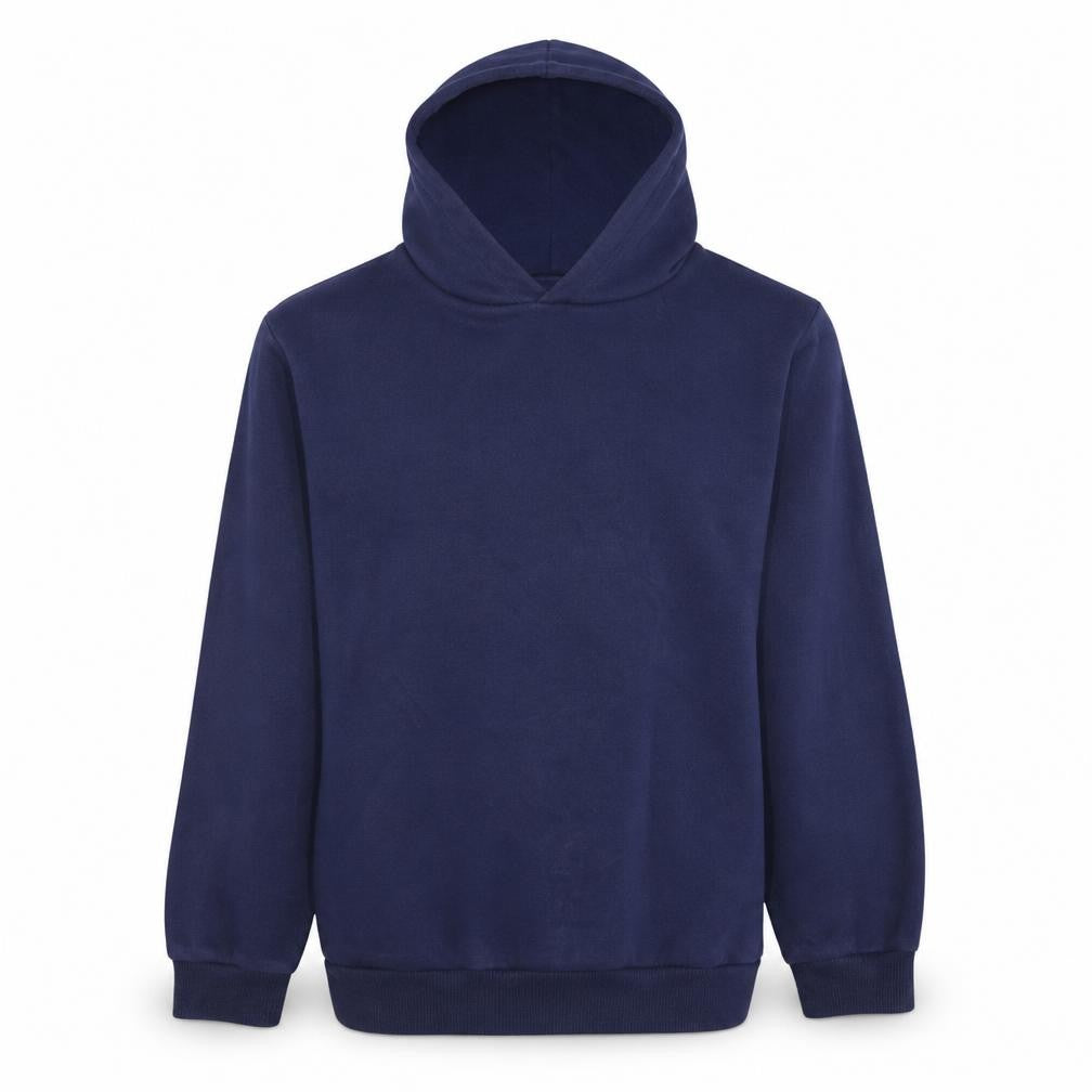 Front view of Puma boys’ blue pullover hoodie 12 years graphic logo fleece sweatshirt