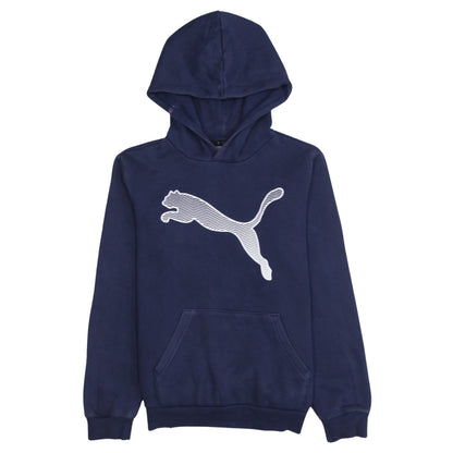 Puma Boys Blue Pullover Hoodie 12 Years Graphic Logo Fleece Sweatshirt