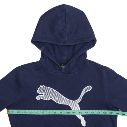 Puma Boys Blue Pullover Hoodie 12 Years Graphic Logo Fleece Sweatshirt
