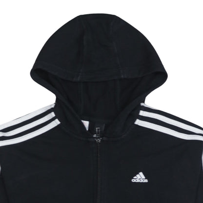 Adidas Boys Black Full Zip Hoodie 13-14 Years Sportswear Lightweight Hoodie