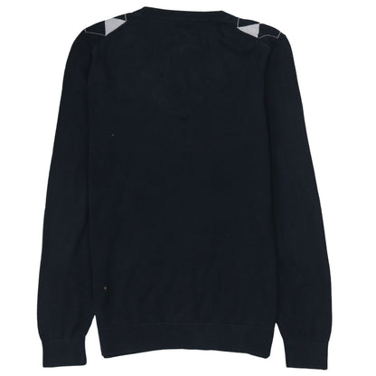 Tommy Hilfiger Men's Blue Argyle V-Neck Cotton Jumper M