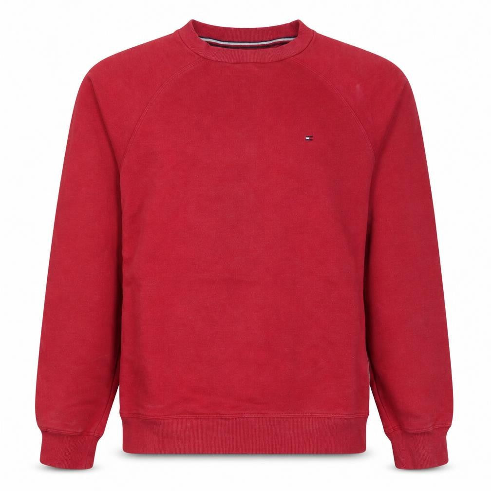 Tommy Hilfiger Men's Red Small Crew Neck Cotton Sweatshirt