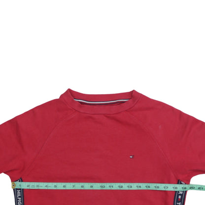Tommy Hilfiger Men's Red Small Crew Neck Cotton Sweatshirt