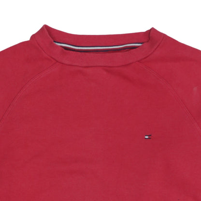 Tommy Hilfiger Men's Red Small Crew Neck Cotton Sweatshirt