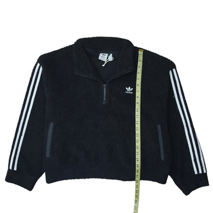 Adidas Womens Black M 1/2 Zip Fleece Sweatshirt Pullover