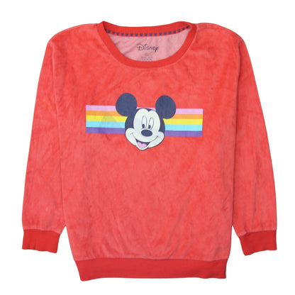 Disney Women Red Velour Mickey Mouse Long Sleeve Nightshirt XL
