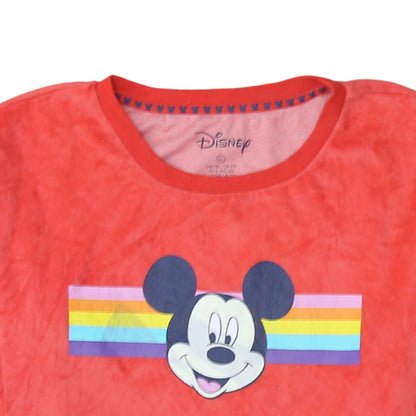 Disney Women Red Velour Mickey Mouse Long Sleeve Nightshirt XL