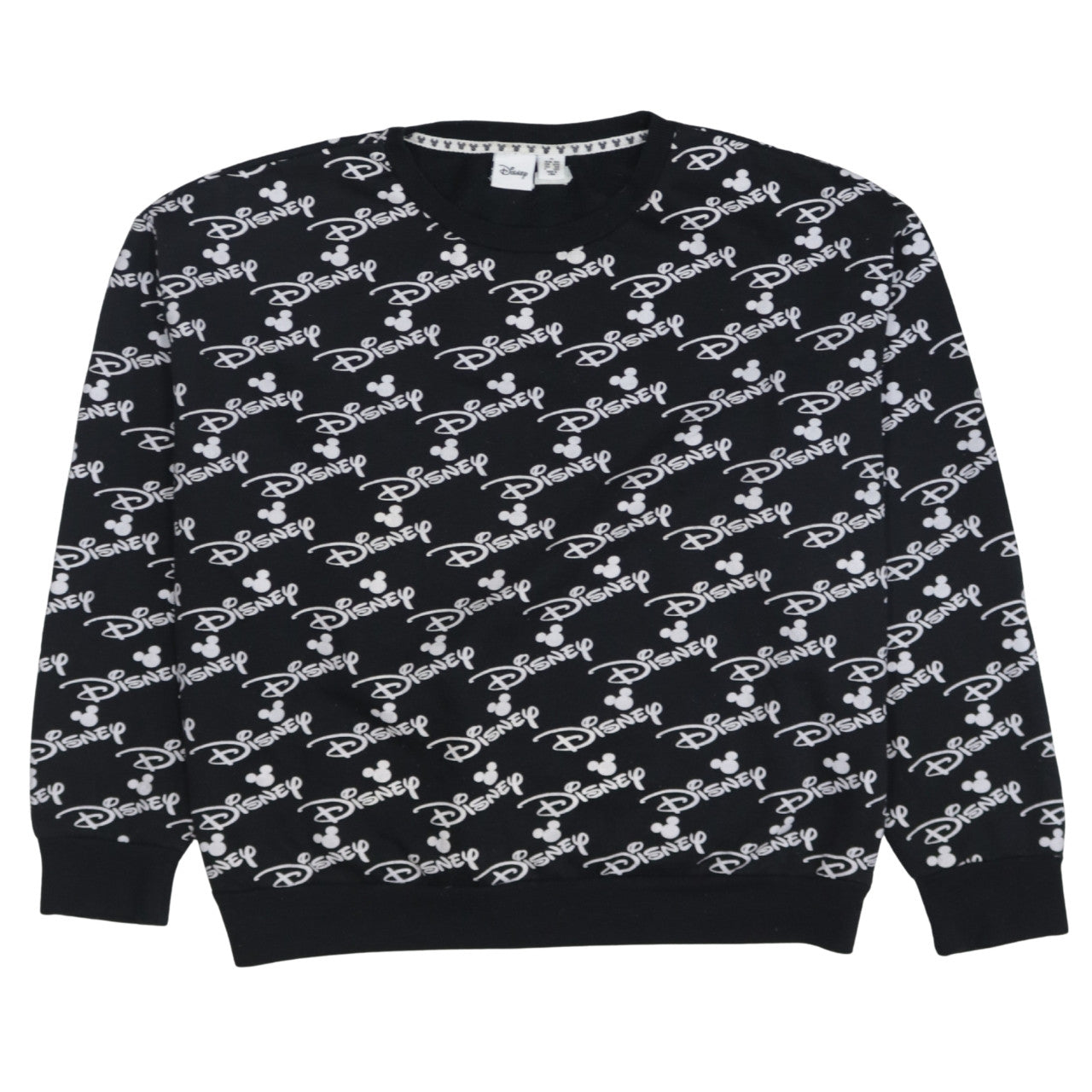 Disney Womens Black XL Crew Neck Pullover Sweatshirt Mickey Logo Print