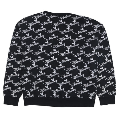 Disney Womens Black XL Crew Neck Pullover Sweatshirt Mickey Logo Print