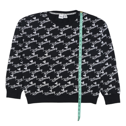 Disney Womens Black XL Crew Neck Pullover Sweatshirt Mickey Logo Print