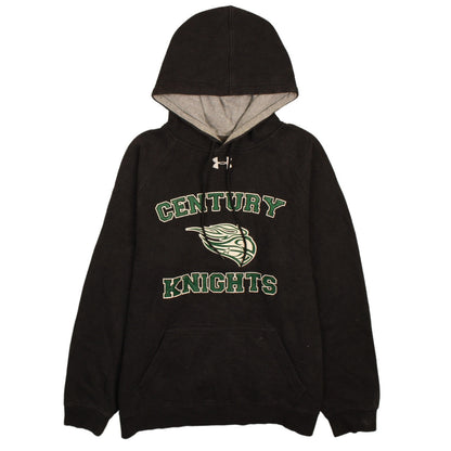 Under Armour Mens Black Loose Fit Pullover Hoodie Size S CENTURY Print