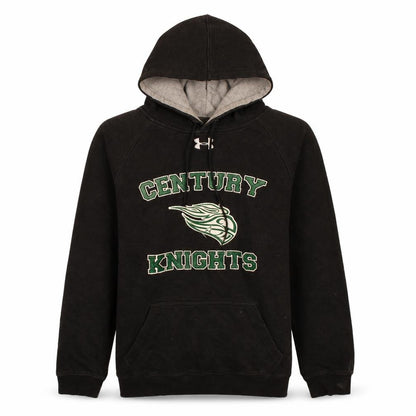 Under Armour Mens Black Loose Fit Pullover Hoodie Size S CENTURY Print