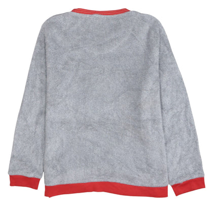 Disney Women Grey Mickey Mouse Fleece Pyjama Top L Long Sleeve Winter