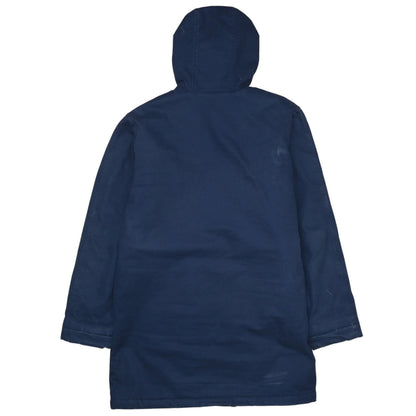 Nike Men's Blue Hooded Parka Coat Size L Full Zip Cotton Blend