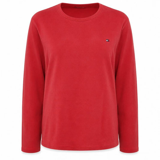 Front view of Tommy Hilfiger Red Long Sleeve Crew Neck Cotton T-Shirt 2XL