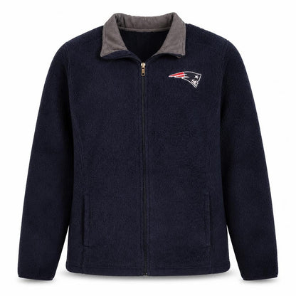 Front view of NFL Team Apparel girls’ blue fleece zip jacket, size 14, teens