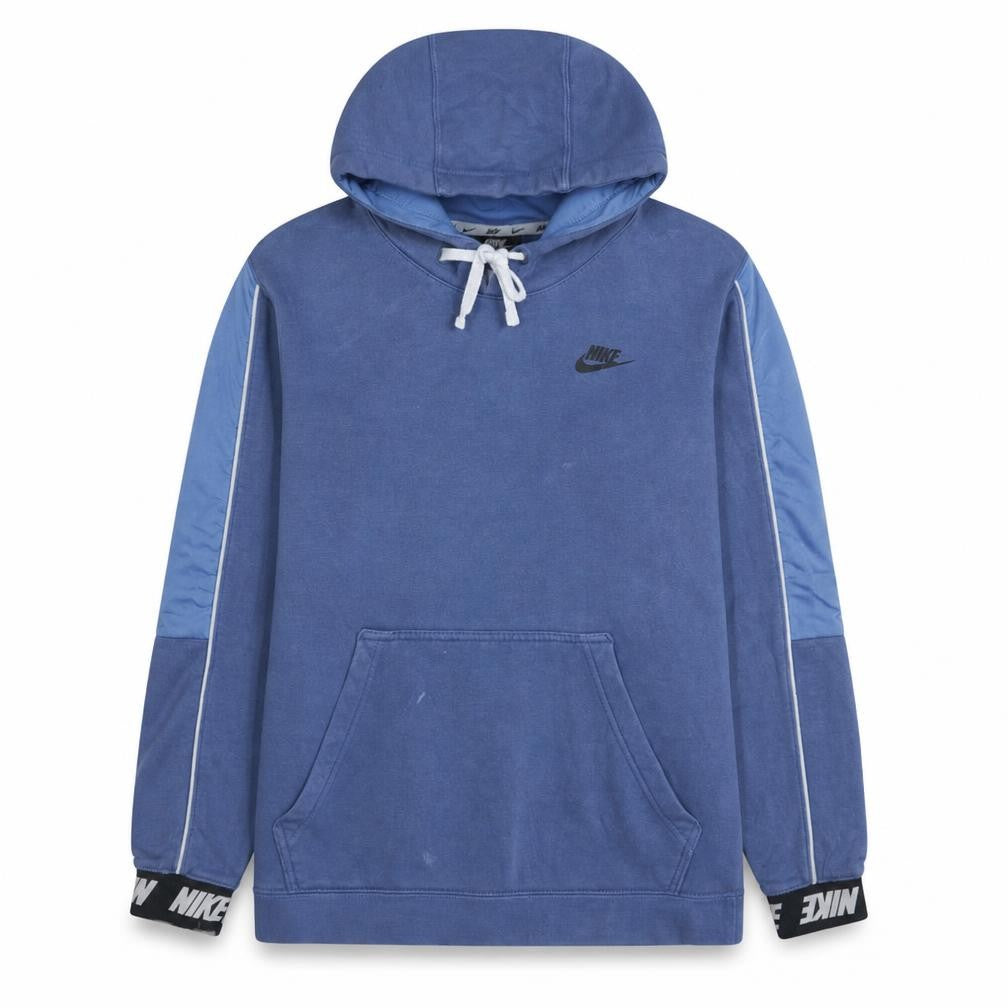 Front view of Nike Men's Blue Pullover Hoodie Small Logo Fleece Sweatshirt