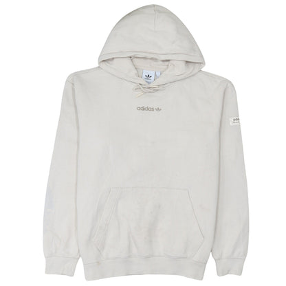 Adidas Men's Beige Pullover Hoodie Size M Logo Fleece Sweatshirt
