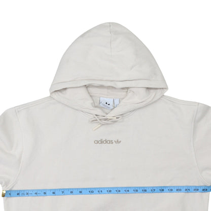 Adidas Men's Beige Pullover Hoodie Size M Logo Fleece Sweatshirt