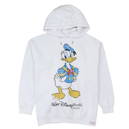 Disney Mickey And Friends White Donald Duck Unisex Hoodie Small