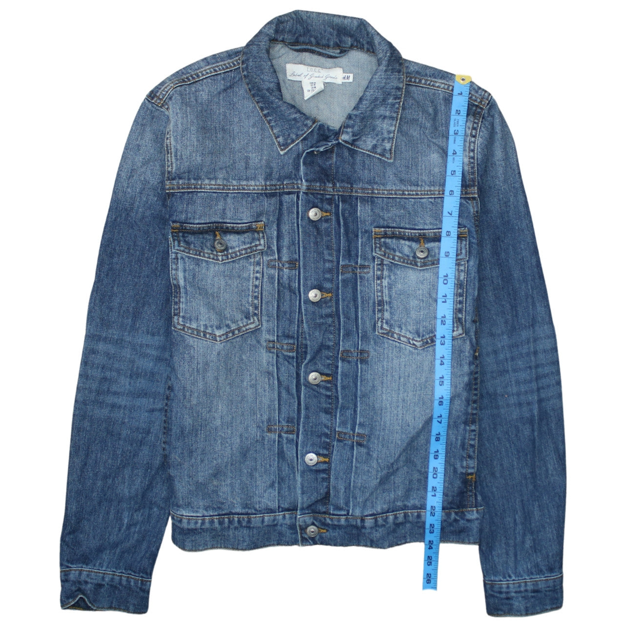 H&M L.O.G.G. Women's Blue Denim Jacket Size 12 Buttoned Classic