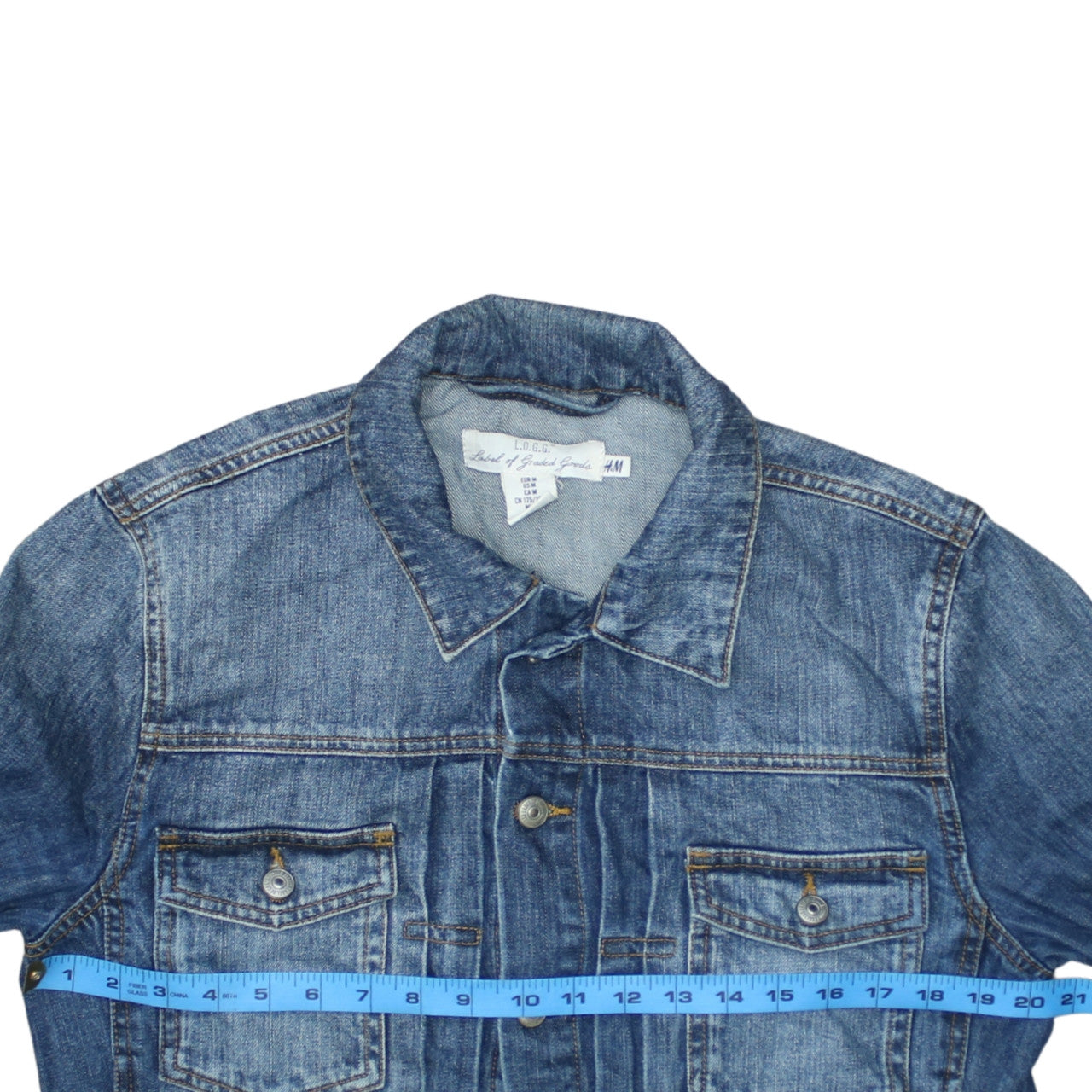 H&M L.O.G.G. Women's Blue Denim Jacket Size 12 Buttoned Classic