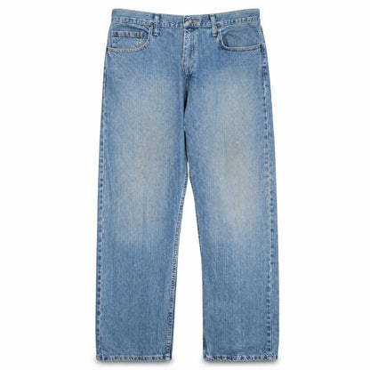Front view of Wrangler Men's Blue Relaxed Straight 38x30 Denim Jeans