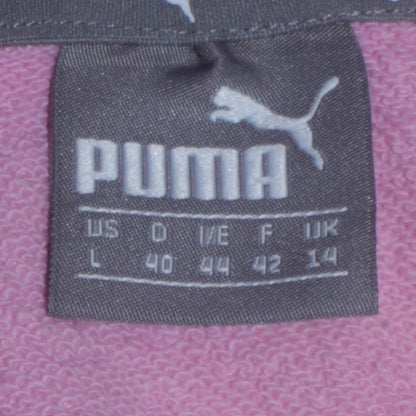 Puma Women Pink Pullover Hoodie Size L Logo Cotton Blend Sportswear