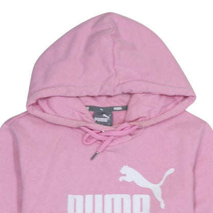 Puma Women Pink Pullover Hoodie Size L Logo Cotton Blend Sportswear