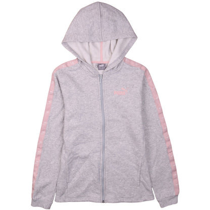 Puma Girls Grey Full Zip Hoodie 13-14 Years Logo Hooded Sports Sweatshirt