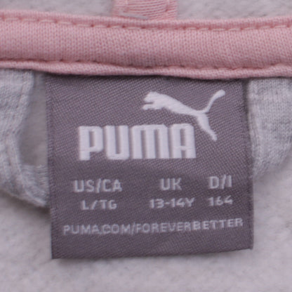 Puma Girls Grey Full Zip Hoodie 13-14 Years Logo Hooded Sports Sweatshirt