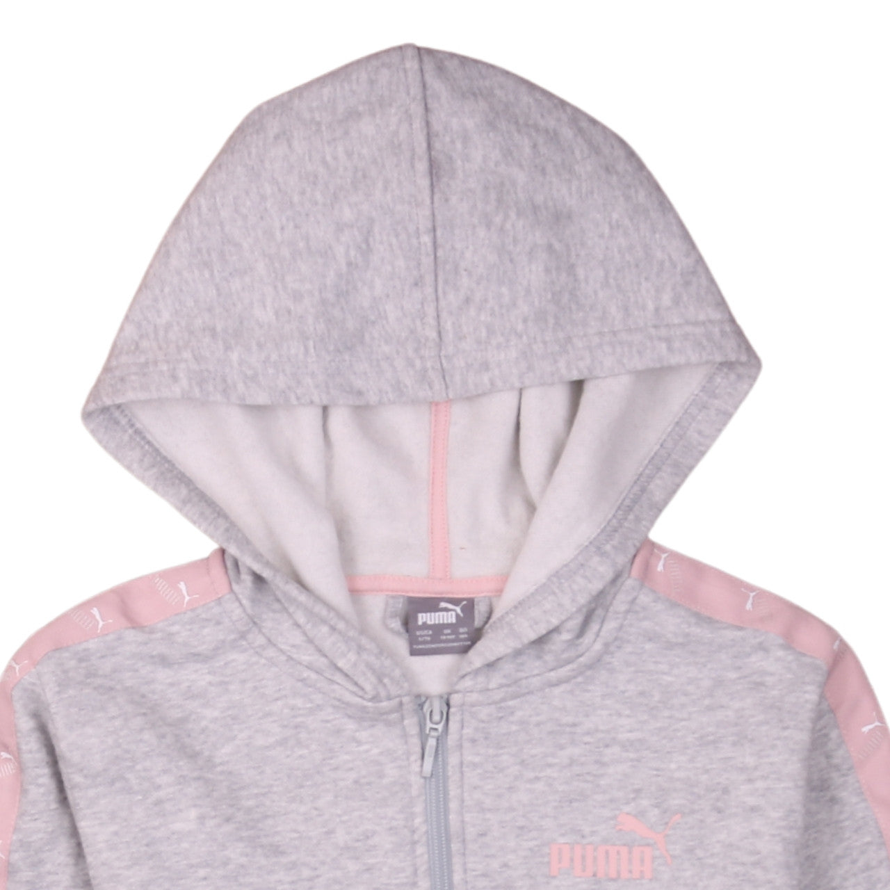 Puma Girls Grey Full Zip Hoodie 13-14 Years Logo Hooded Sports Sweatshirt