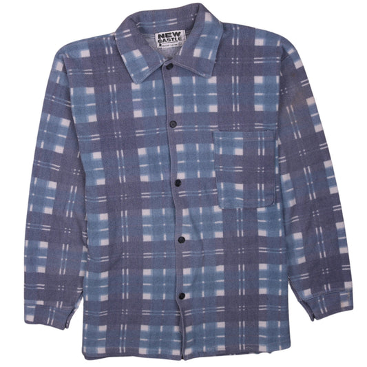 New Castle Men's Blue Check Fleece Lined Button Jacket L