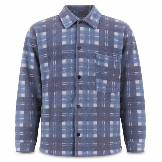 New Castle Men's Blue Check Fleece Lined Button Jacket L