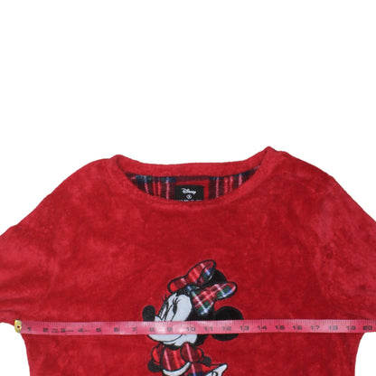 Disney Women Red Minnie Mouse Fleece Long Sleeve Nightshirt Size 10-12