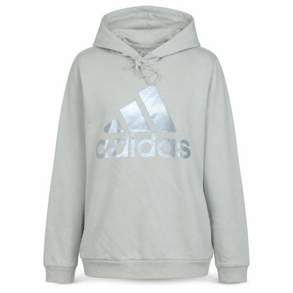 Front view of Adidas Women Beige Logo Pullover Hoodie, size L-16/18