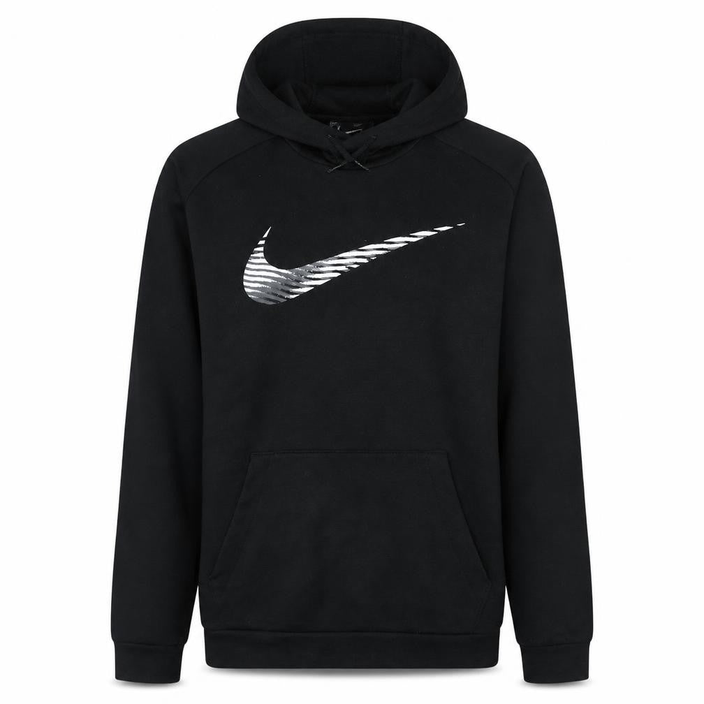 Nike Mens Black Pullover Hoodie Small Logo Graphic Dri-Fit