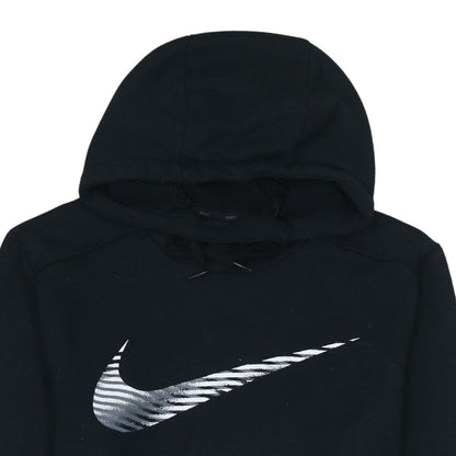 Nike Mens Black Pullover Hoodie Small Logo Graphic Dri-Fit