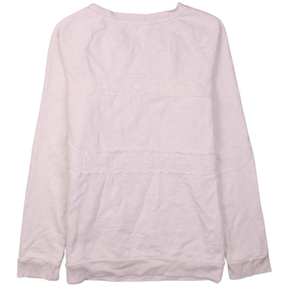 GAP Women Ivory Lace Panel Pullover Sweatshirt M