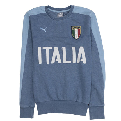 Puma Men's Blue Italia FIGC Sweatshirt Small Crew Neck Pullover