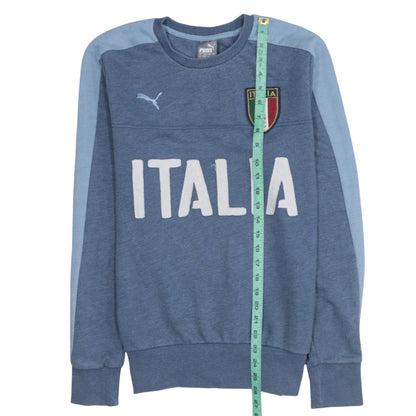 Puma Men's Blue Italia FIGC Sweatshirt Small Crew Neck Pullover