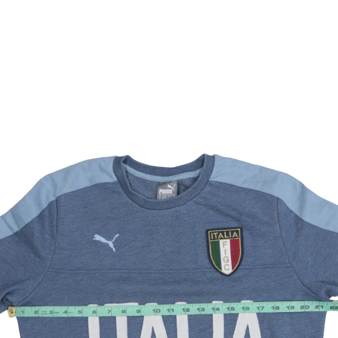 Puma Men's Blue Italia FIGC Sweatshirt Small Crew Neck Pullover