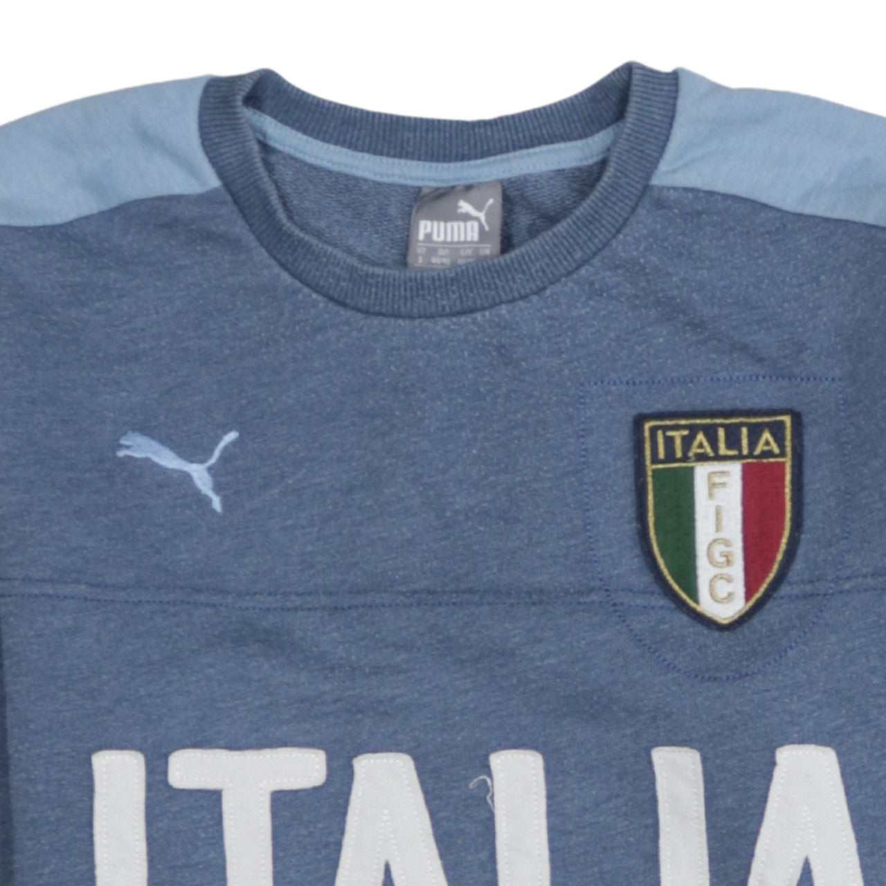Puma Men's Blue Italia FIGC Sweatshirt Small Crew Neck Pullover