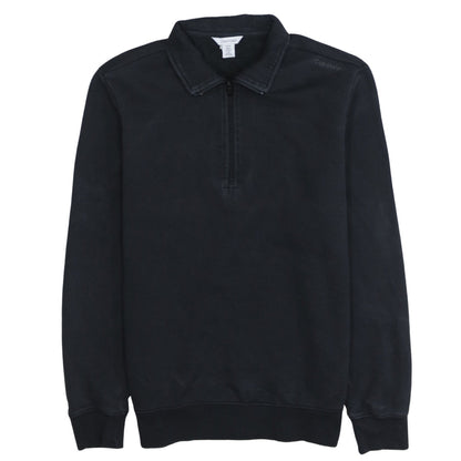 Calvin Klein Men's Black Small 1/4 Zip Collared Fleece Sweatshirt